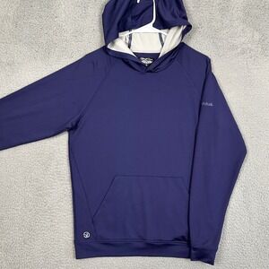 Straight Down Men Medium Sweatshirt Hoodie Blue Performance Tech Lightweight EUC